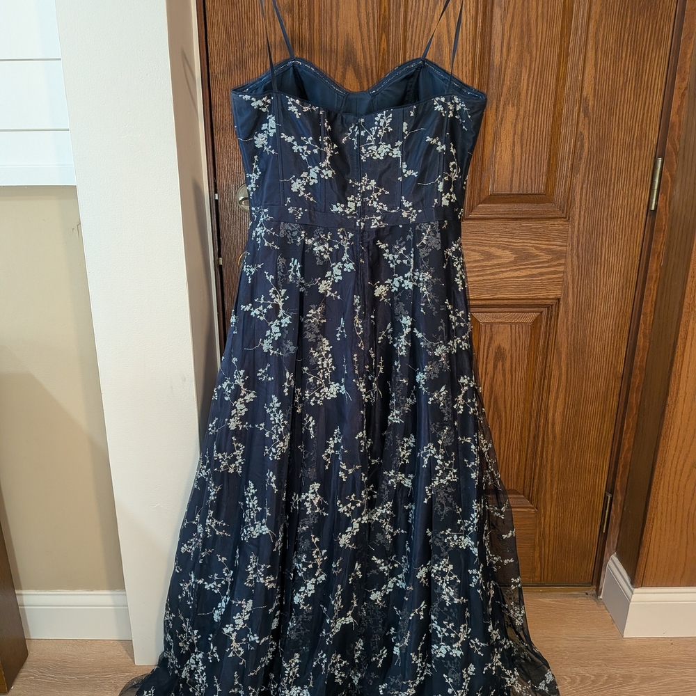 Blondie Nites Strapless Navy Floral Dress - Picture 3 of 5